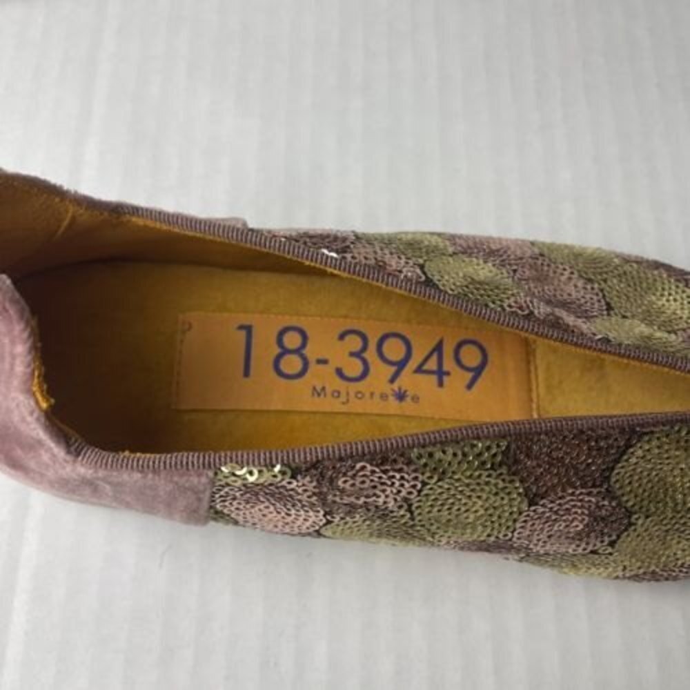 18-3949 Majoree Sequins Gold Pink Loafers shoes women’s Size 37 Made In Italy‌‌‌ - Picture 3 of 9